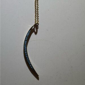 Elegant Gold and Blue Crescent Necklace